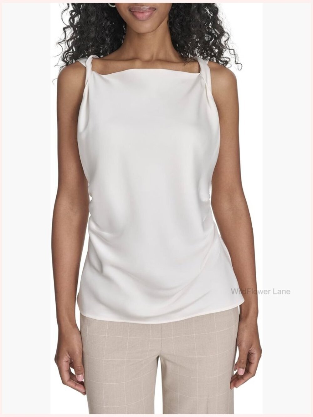 Sleeveless Twist Strap Square Neck Blouse